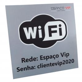 Placa Wi-fi Zone e Senha de Acesso Personalizada PS 1mm 25x25cm Frente colorida Vinil adesivo fosco  